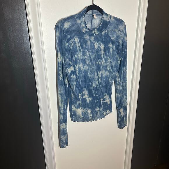 Free People Movement Blue Printed High Jump Long Sleeve Top Baselayer Size Large - Picture 4 of 14